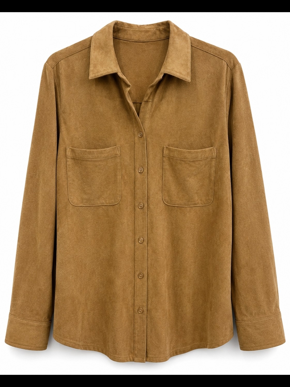 Chico’s faux suede button-down shirt/jacket style top
